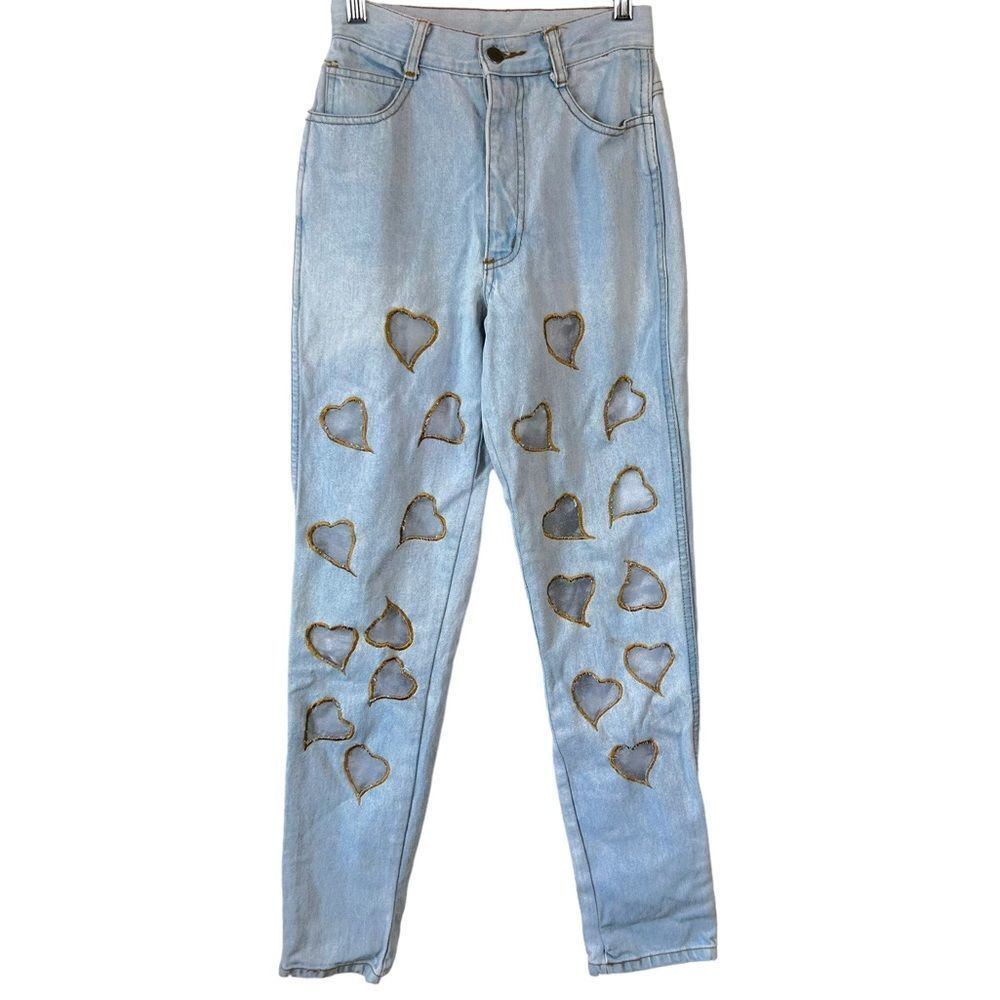 Frederick's of Hollywood High Rise Cut our Heart Light Wash Jeans